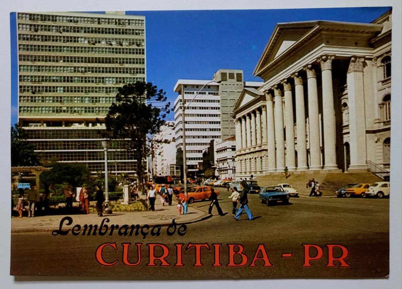 | Casa do Colecionador Cartao Postal Parana Curitiba Praca Santos Andrade Decada De 1970 Raro E Original