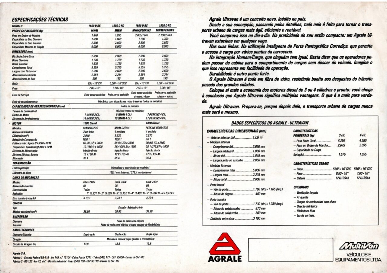 | Casa do Colecionador Folder Propaganda Antiga Agrale Ultravan Anos 80 2
