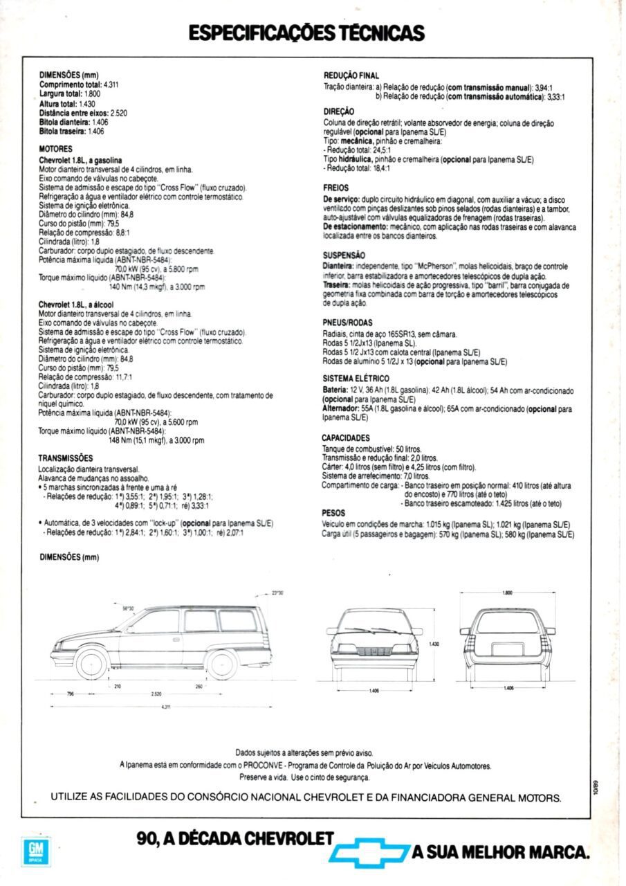 | Casa do Colecionador Folder Propaganda Antiga Chevrolet Ipanema - 1990