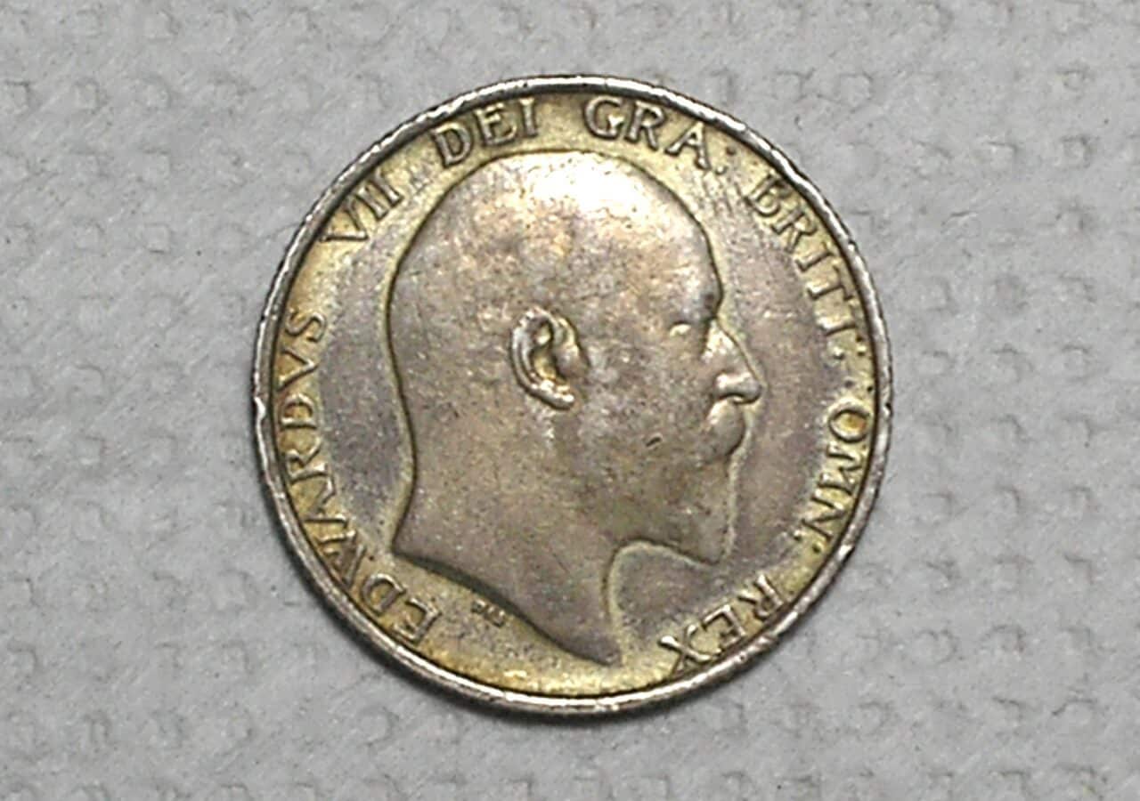 | Casa do Colecionador Inglaterra) 1 Shilling - 1909 / Edwardvs VII / Prata .925 / Data Escassa / m520
