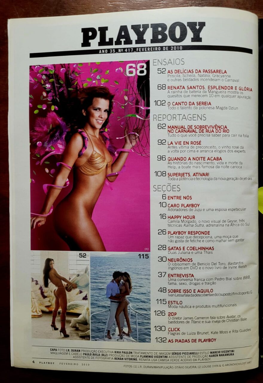 | Casa do Colecionador Playboy No 417 Fevereiro 2010 Renata Santos Rainha De Bateria Da Mangueira Revista Com Poster 2