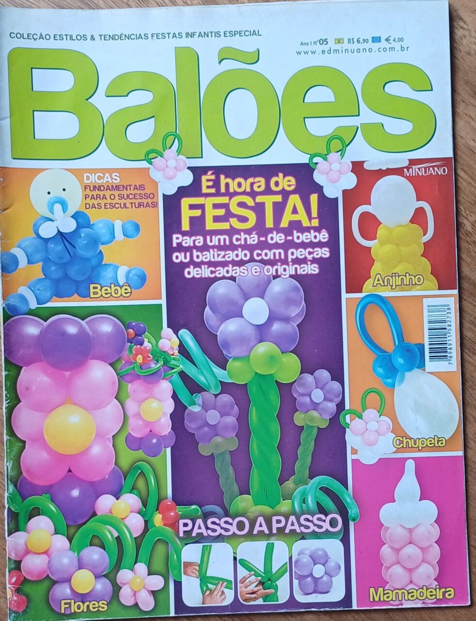 | Casa do Colecionador Revista Balões 5. Dicas hora da festa chupeta flores.