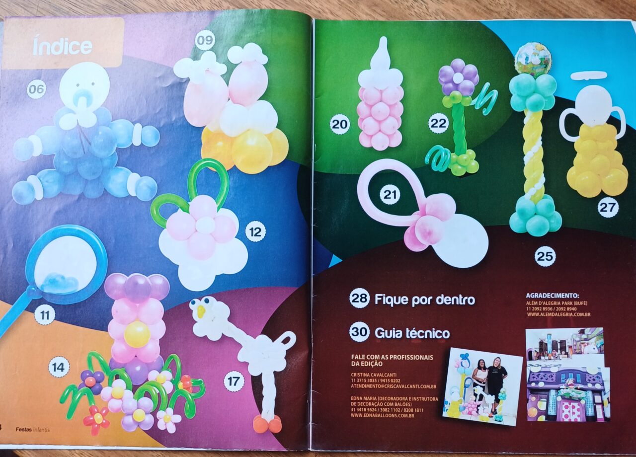 | Casa do Colecionador Revista Balões 5. Dicas hora da festa chupeta flores.