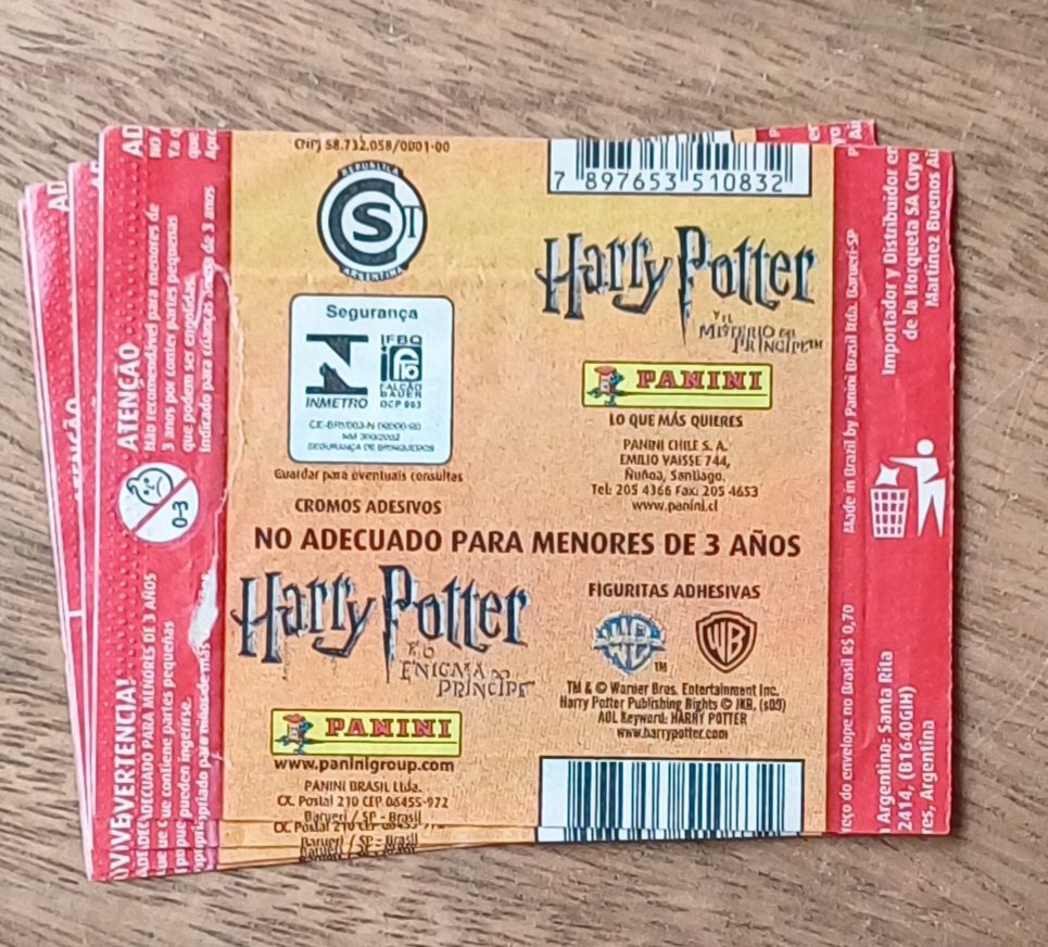 | Casa do Colecionador Envelope vazio Figurinhas Panini Harry Potter El mistério del príncipe. Mercado latino.
