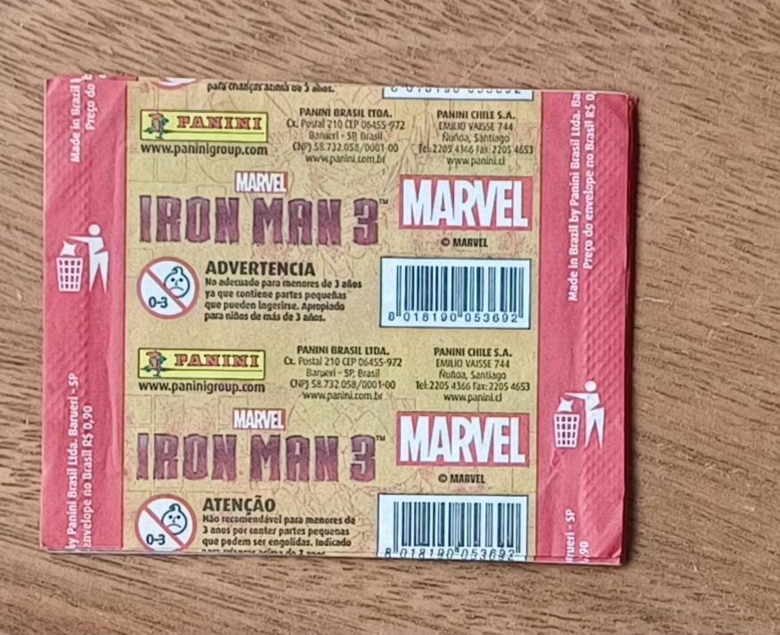 | Casa do Colecionador Envelope vazio Figurinhas Panini Homem de ferro 3.