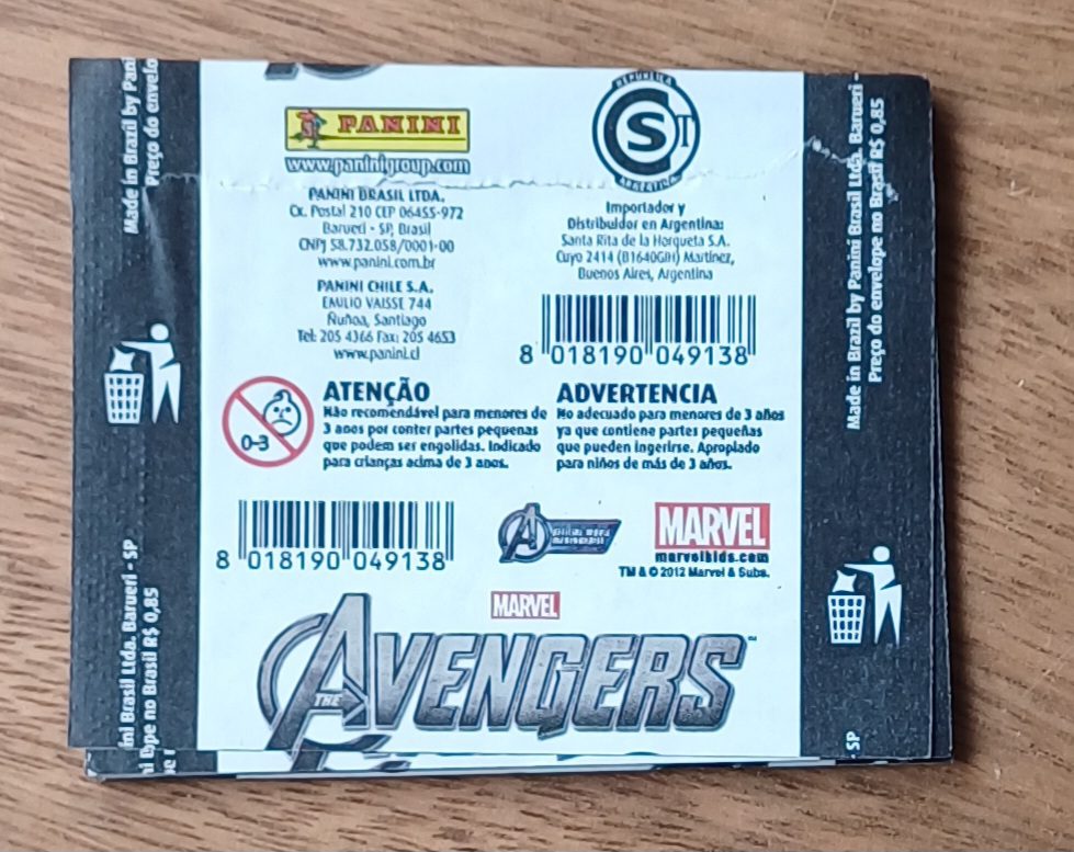 | Casa do Colecionador Envelope vazio Figurinhas Panini Vingadores Avengers.