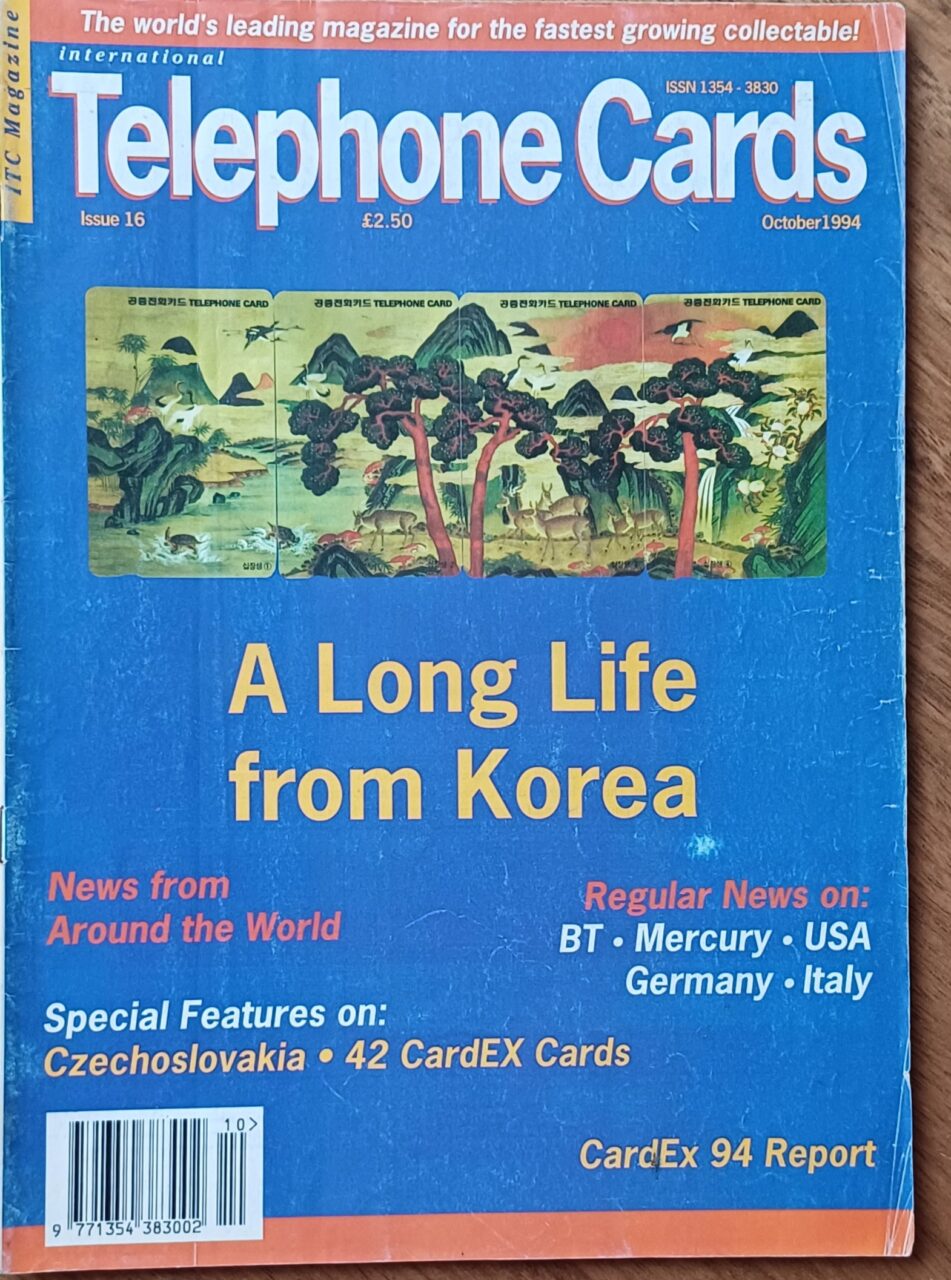 | Casa do Colecionador L30g. Revista catálogo International Telephone cards 16. Korea Alemanha Itália Eua.