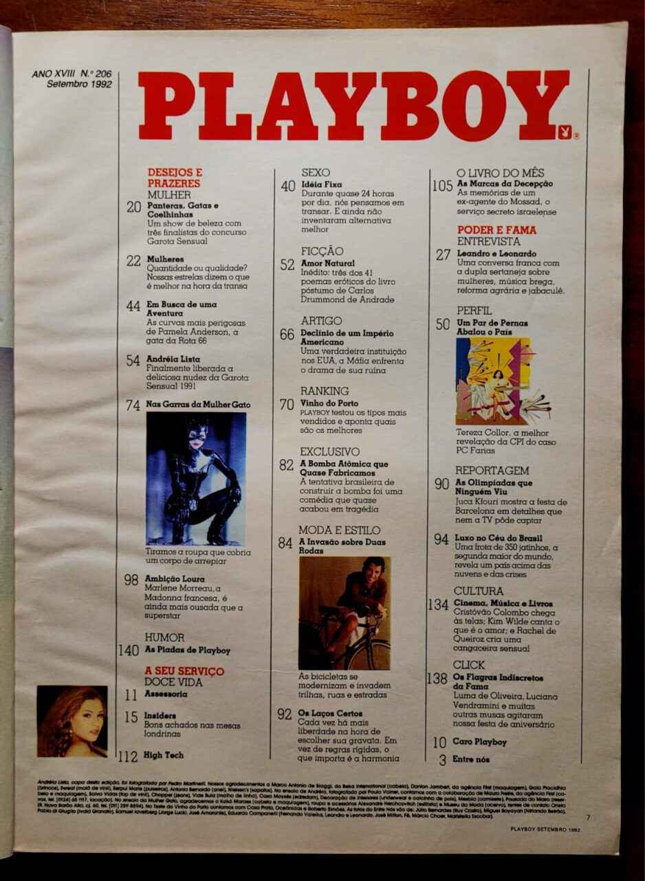 | Casa do Colecionador Playboy Nº 206 - Andréia Lista (Revista com Pôster) Setembro 1992