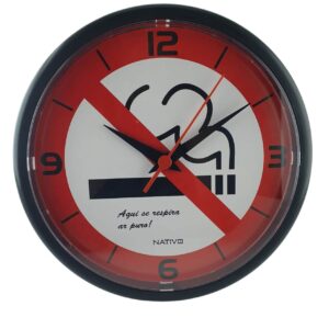 Relógio de Parede Nativo Não Fumar Mod 51393-2 Tam 23 cm Diâmetro