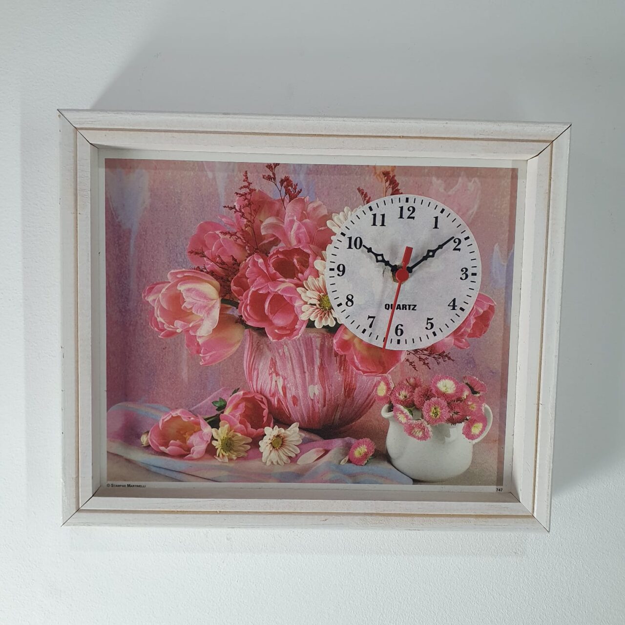 | Casa do Colecionador Relógio de Parede Vaso de Flores Tam 23X28 Retrô Moldura em Madeira