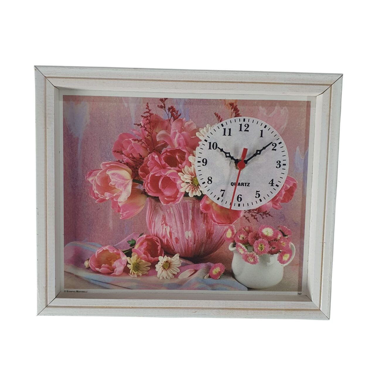 | Casa do Colecionador Relógio de Parede Vaso de Flores Tam 23X28 Retrô Moldura em Madeira