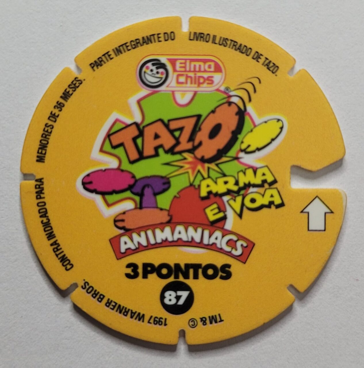 | Casa do Colecionador Tazo Nº 87 Elma Chips 1997 - Arma e Voa - Animaniacs - Pink - 3 Pontos