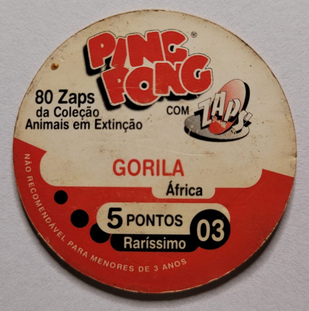 | Casa do Colecionador Tazo Ping Pong N° 03 (Gorila) Coleção Animais em Extinção