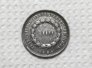100 Réis - 1835 / Série de Cruzados / Sob / Prata / box100m