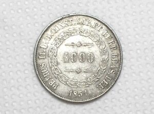 1.000 Réis - 1851 / Valor, Ponto antes do 1 e depois do Zero = .1.000 / Variante rara / 1º Tipo - Império / Sob / Prata / Cod.Alb