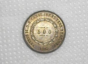 500 Réis - 1860 / Data 1 Deslocado e 6 quadrado / Patinada do guardado / Catalogada pelo Vinícius / Império / Sob/Fc / Prata / Cod.Alb