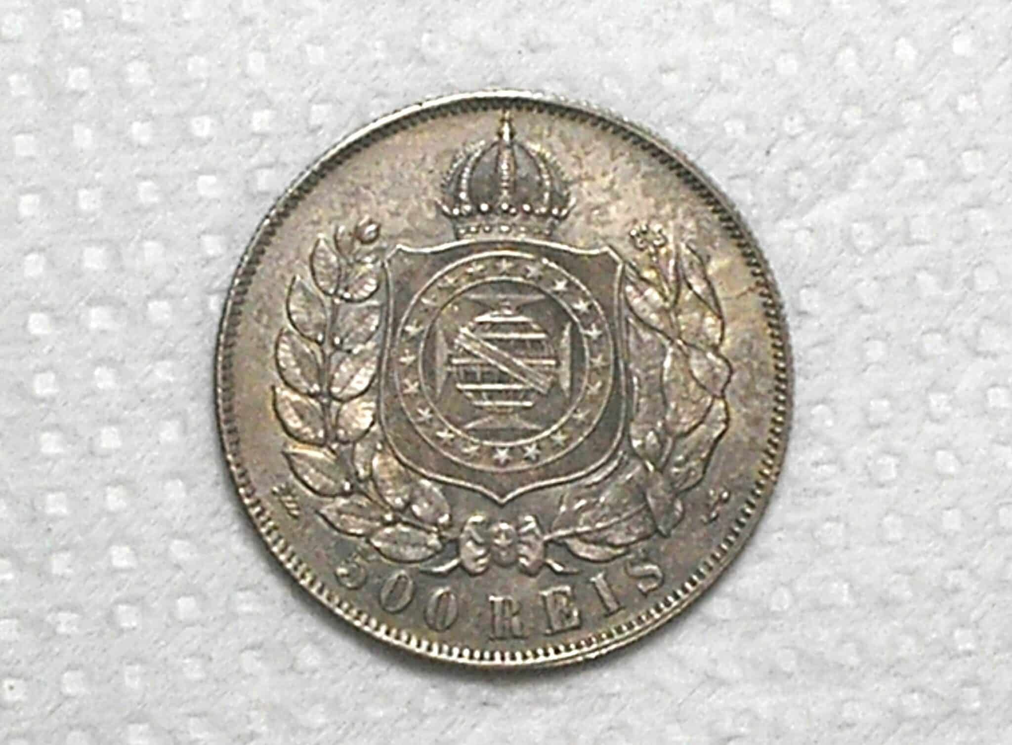 | Casa do Colecionador 500 Réis - 1868 (CL) / Valor 5 Fechado por traço / Império / Soberba / Prata / Cod.Alb