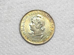 500 Réis - 1906 / Reis Sem Acento / Flor de Cunho / Raro no estado / Prata / Cod.Alb