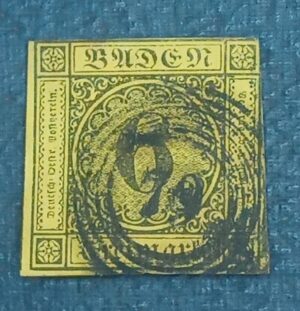 ALEMANHA - BADEN - OLD GERMANY - selo stamp Mi #7 - 6Kr - 1853