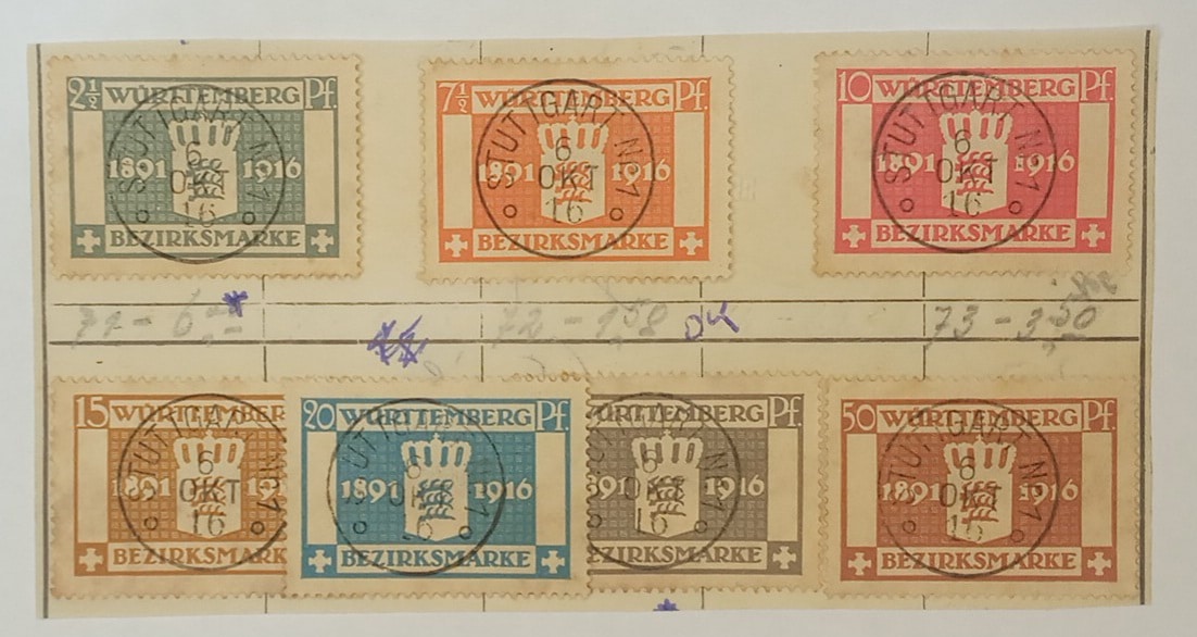 | Casa do Colecionador ALEMANHA - WURTTEMBERG - OLD GERMANY - selo stamp Mi #123-129 SERIE COMPLETA - 1916