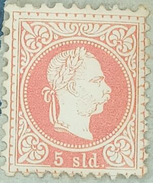 AUSTRIA - ESCRITORIO TURQUIA - selo stamp scott #3 - 5sld - FRANKZ JOSEPH, 1867