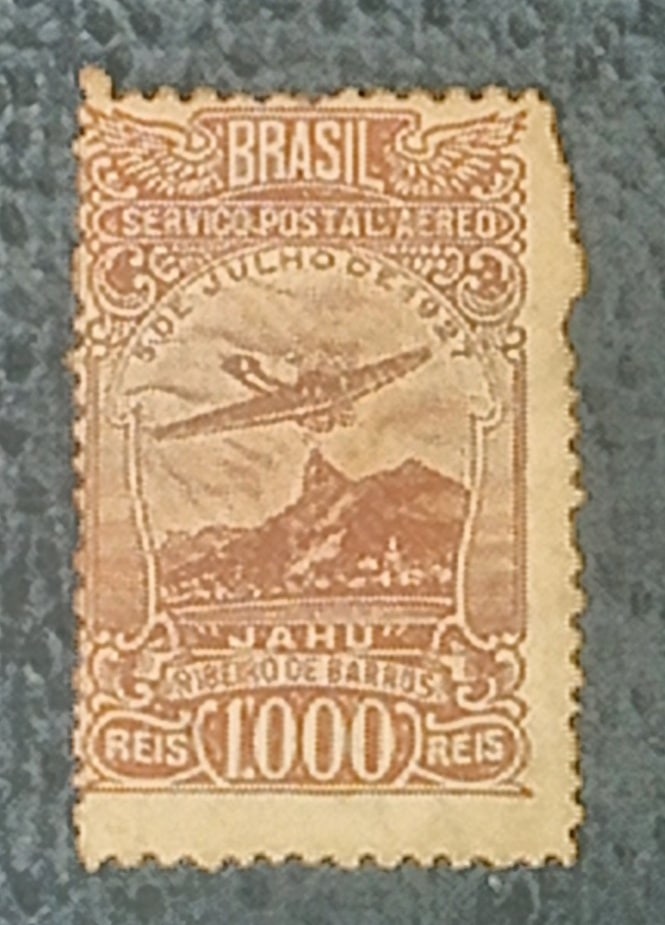 | Casa do Colecionador BRASIL- AÉREO- AERONÁUTICA - SELO RHM #A21 - 1000rs - AVIAÇÃO - 1929