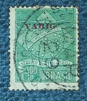 BRASIL- AÉREO- VARIG - SELO RHM #V03 - 1.3000rs - AVIAÇÃO - VARIGUINHO 1927