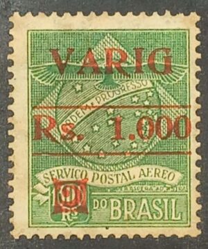 BRASIL- AÉREO- VARIG - SELO RHM #V12 - 1.3000rs - AVIAÇÃO - 1930