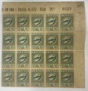 BRASIL- AÉREO - VARIG - SELO RHM #V29 - 50rs - AVIAÇÃO - 1933