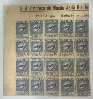 BRASIL- AÉREO - VARIG - SELO RHM #V45 - 50rs - AVIAÇÃO - 1931