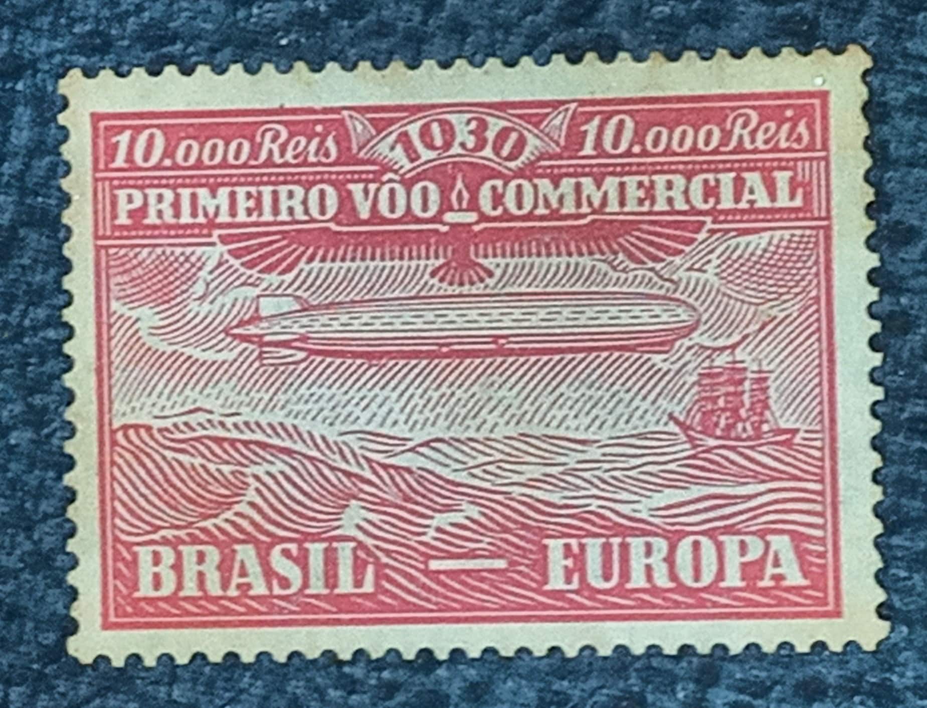 | Casa do Colecionador BRASIL- AÉREO- ZEPELLIN - SELO RHM #Z02- 10.000rs - AVIAÇÃO - 1930