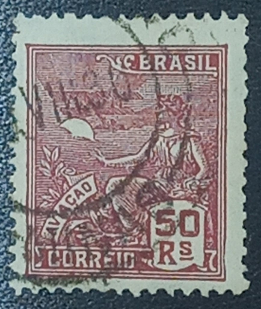 | Casa do Colecionador BRASIL- REPÚBLICA – SELO ACRÓSTICO RHM #263 - 50rs - AVIAÇÃO - VINHO 1929
