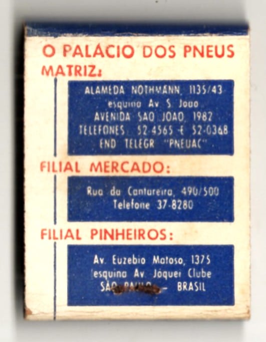 | Casa do Colecionador Caixa De Fosforos Pneuac Palacio dos Pneus - Anos 60 - Filuminismo