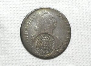 Carimbo de Minas 960 Réis sobre Lima Carolus IIII - 1809 / Variante 1b / Escassa / Reino Unido / Prata / Mbc/sob / box100m