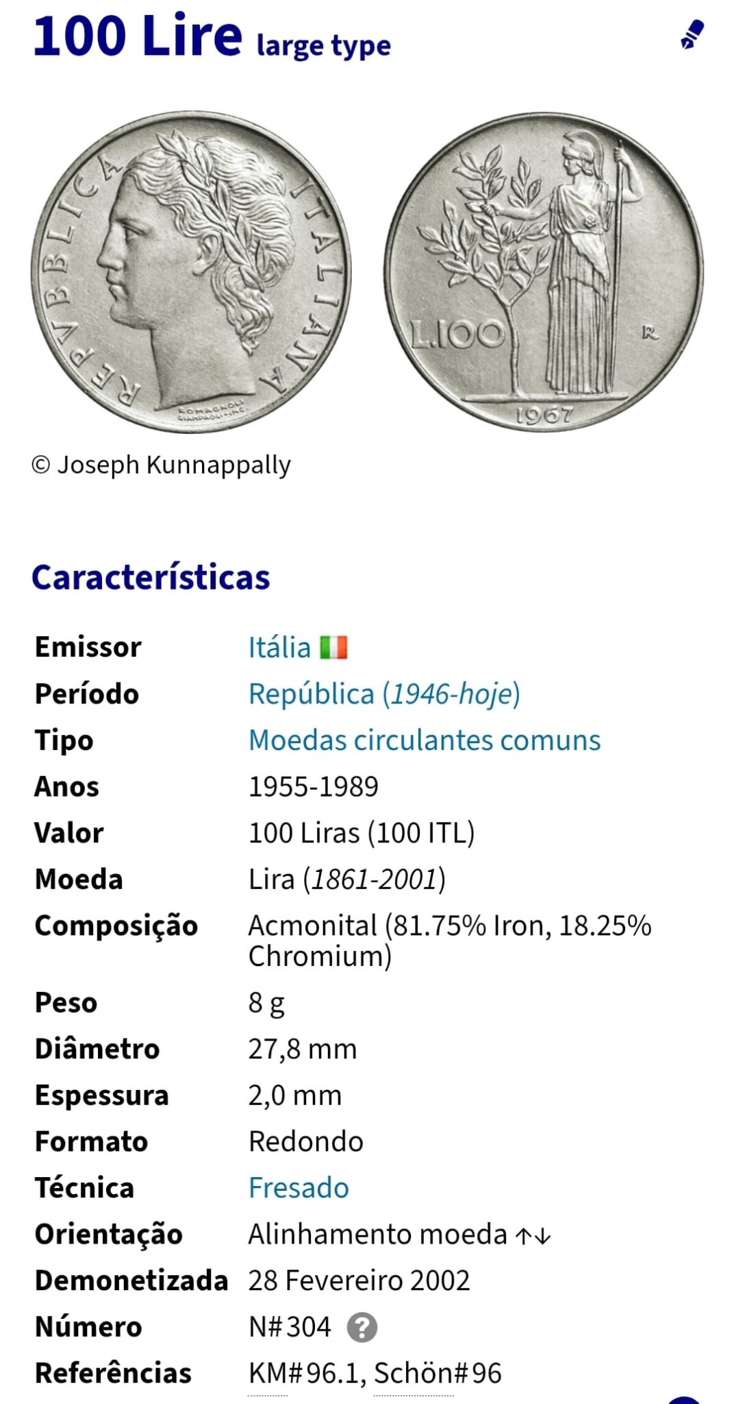 | Casa do Colecionador Moedas do mundo Itália Sku 2321