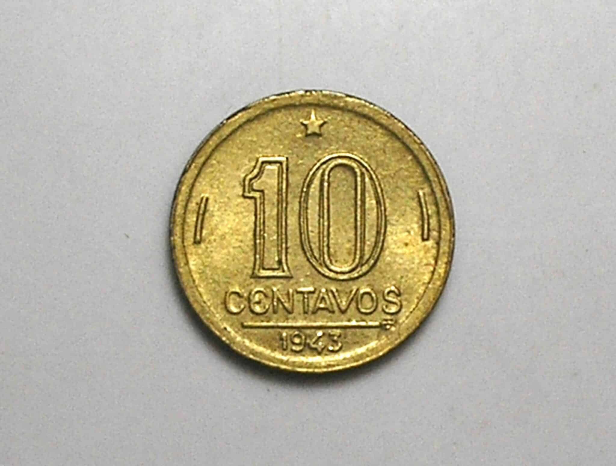 | Casa do Colecionador Peça bonita de 10 Centavos 1943 - Sob - Getúlio