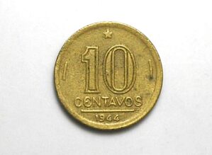 Peça bonita de 10 Centavos 1944 - Sob - Getúlio