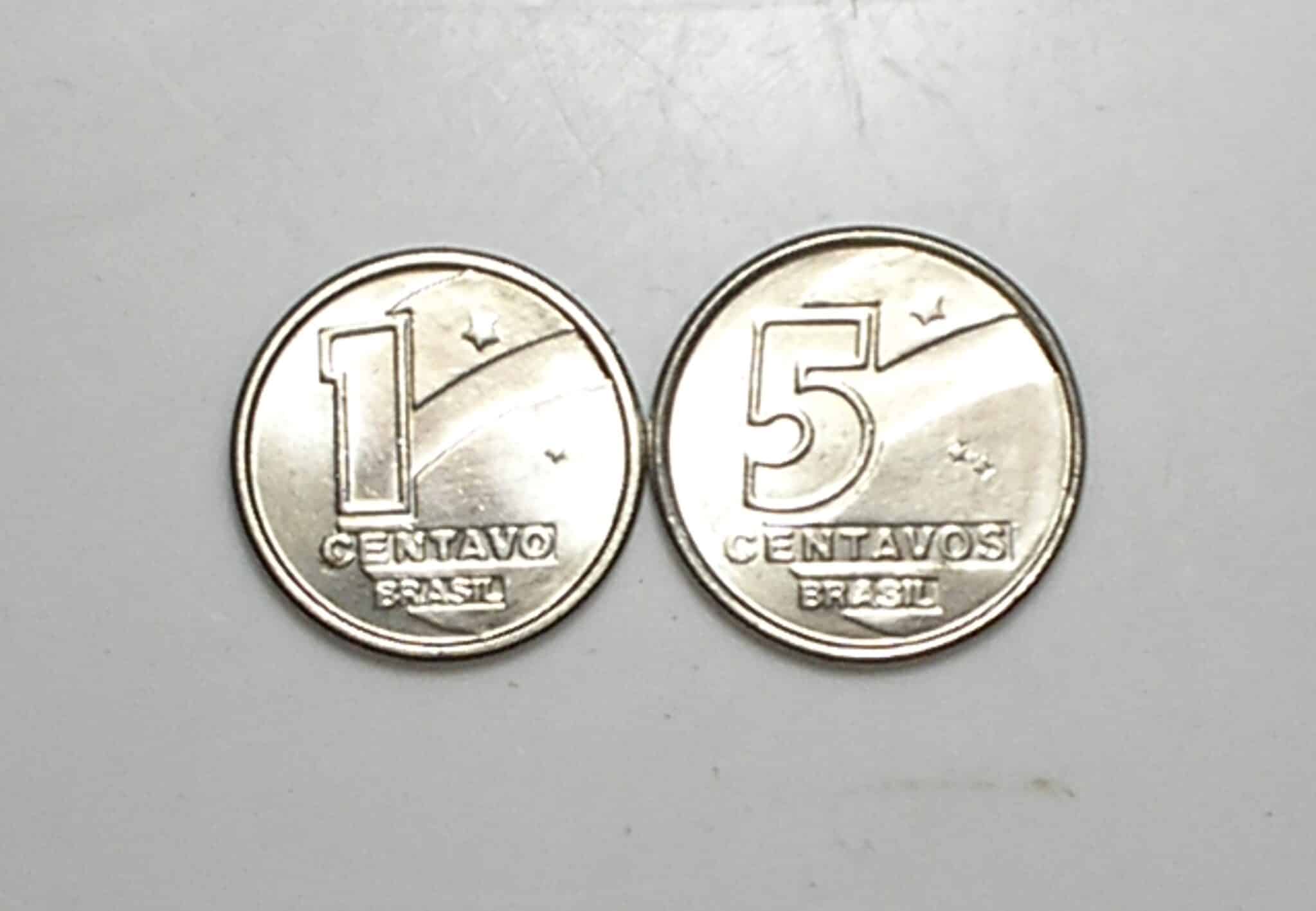 | Casa do Colecionador Peças bonitas de 1 e 5 Centavos 1989 flor de cunho