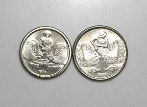 Peças bonitas de 1 e 5 Centavos 1989 flor de cunho
