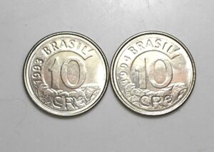 Peças bonitas de 10 Cruzeiros 1993 e 1994 flor de cunho - Tamanduá Bandeira