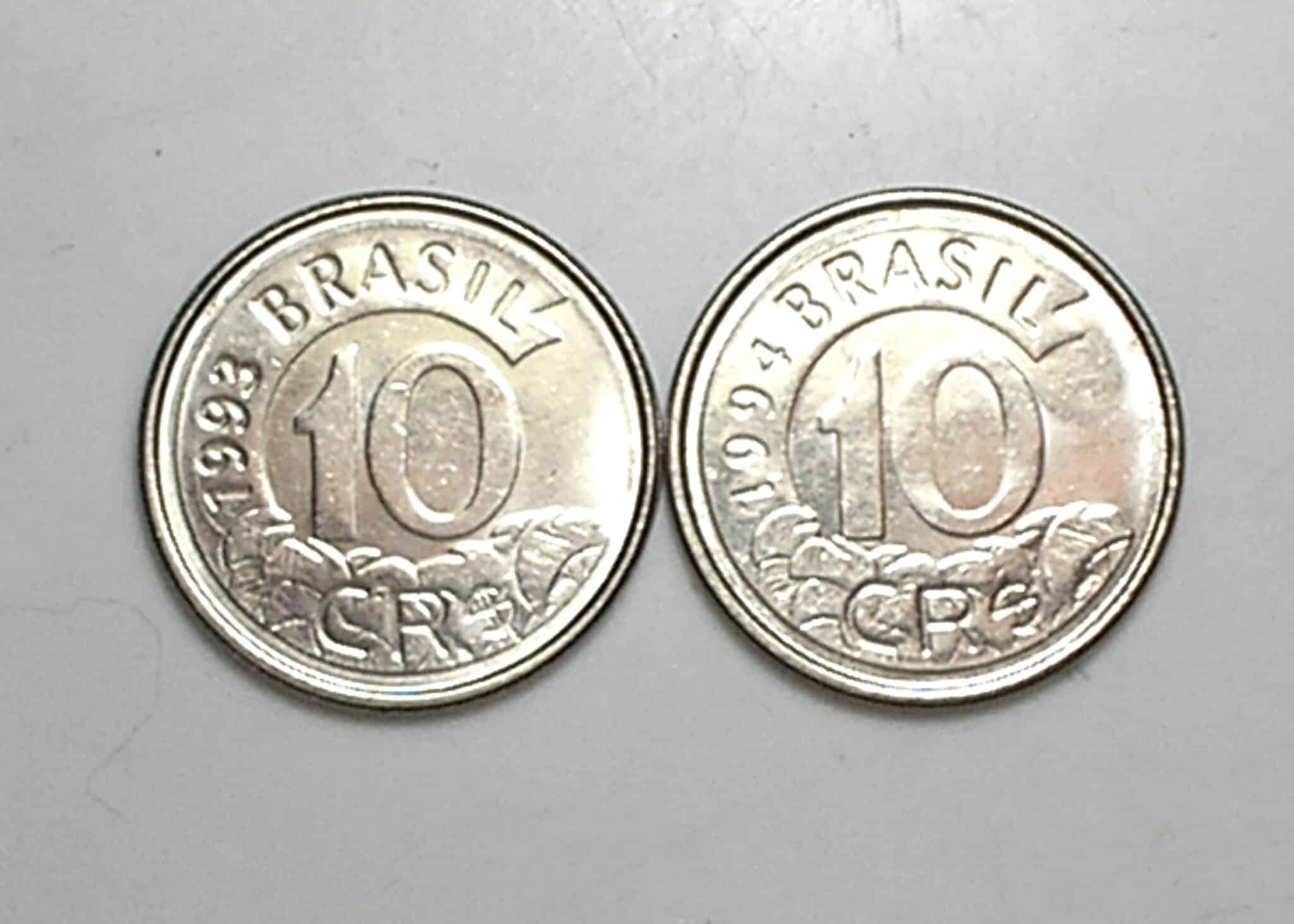 | Casa do Colecionador Peças bonitas de 10 Cruzeiros 1993 e 1994 flor de cunho - Tamanduá Bandeira