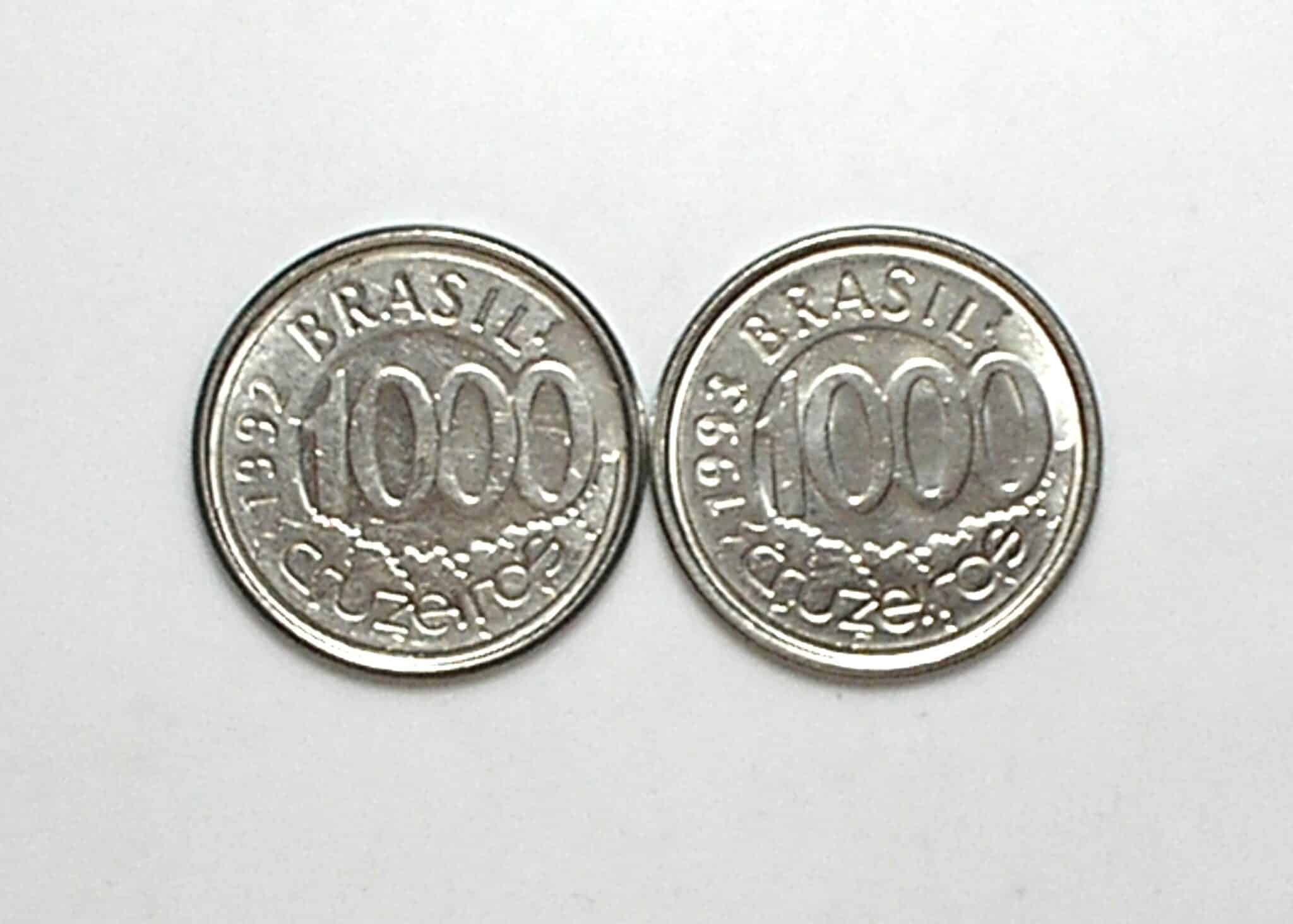 | Casa do Colecionador Peças bonitas de 1.000 Cruzeiros 1992 e 1993 flor de cunho - Peixe Acará