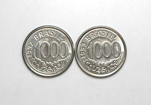 Peças bonitas de 1.000 Cruzeiros 1992 e 1993 flor de cunho - Peixe Acará