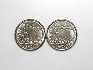 Peças bonitas de 500 Cruzeiros 1992 e 1993 flor de cunho - Tartaruga Marinha