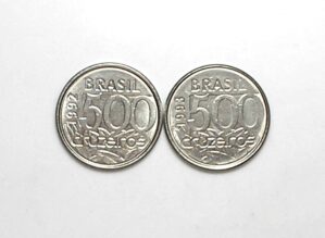 Peças bonitas de 500 Cruzeiros 1992 e 1993 flor de cunho - Tartaruga Marinha