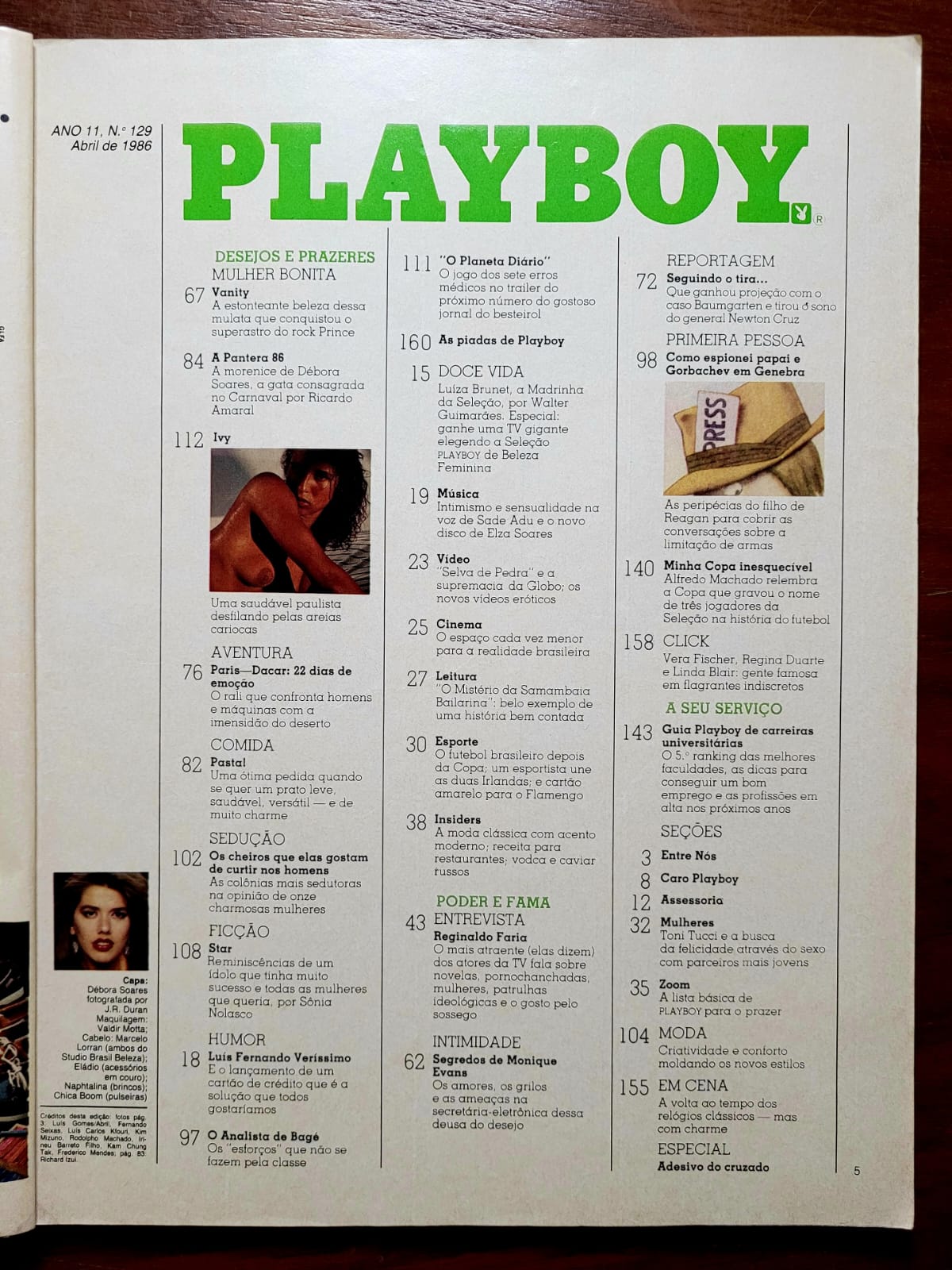 | Casa do Colecionador Playboy Nº 129 - Débora Soares “A Pantera 86” | Pôster incluso | Abril de 1986