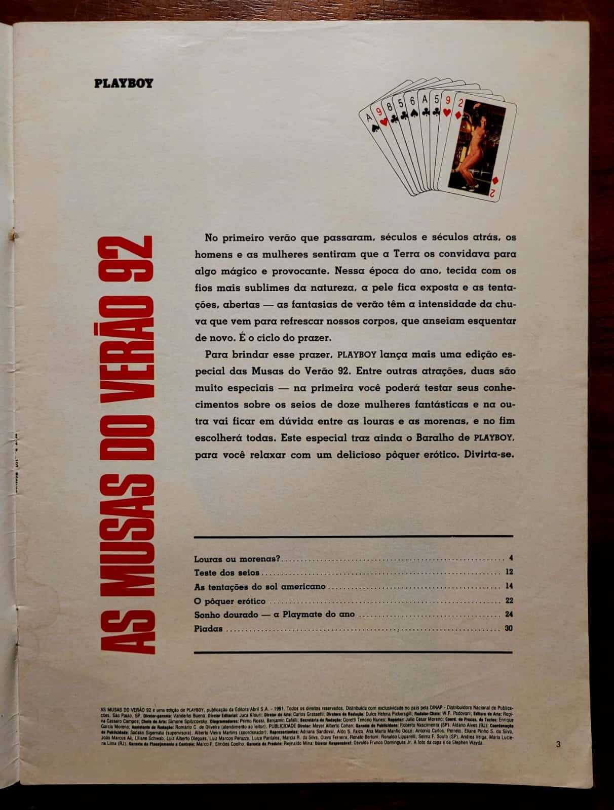 | Casa do Colecionador Playboy Nº 198-A Especial | As Musas do Verão 92 | Edição Rara Sem o Brinde | Dezembro 1991