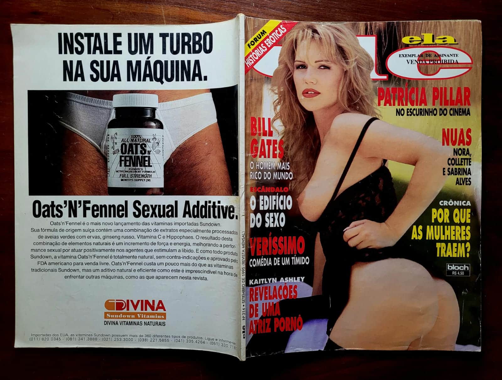 | Casa do Colecionador Revista Ele Ela Nº 314 (Setembro/1995) Capa Nora | Pôster Incluso | Patricia Pillar • Kaitlyn Ashley