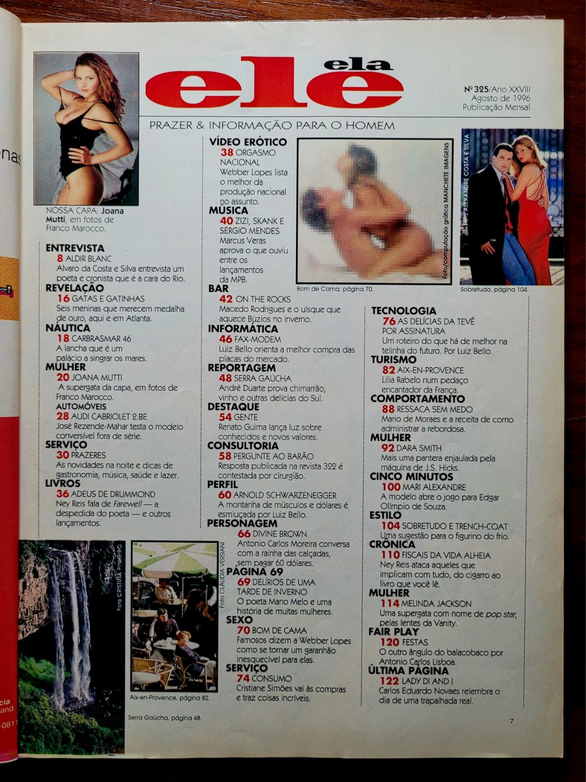 | Casa do Colecionador Revista Ele Ela Nº 325 (Agosto/1996) Capa Joana Mutti | Pôster Incluso | Mari Alexandre • Schwarzenegger