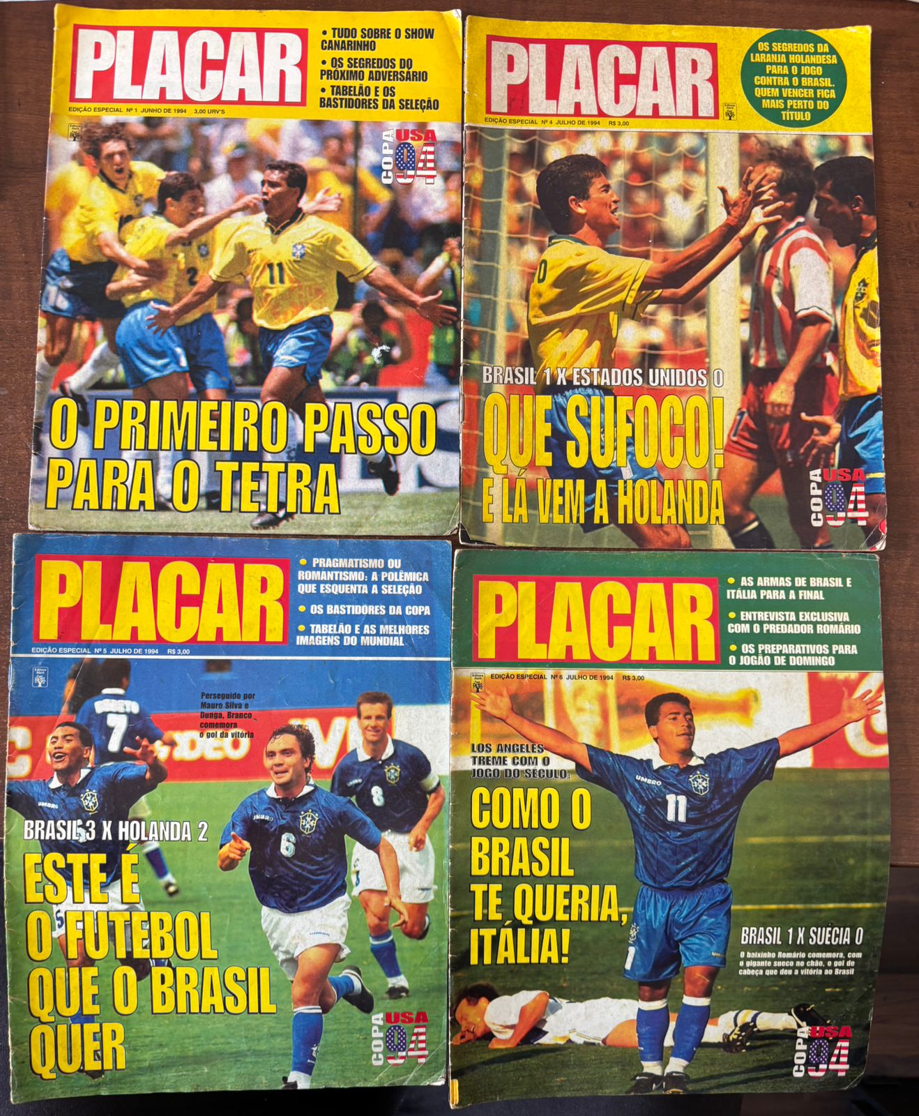 | Casa do Colecionador Revista Placar - Edição especial copa 94 - N 1, 4, 5 e 6